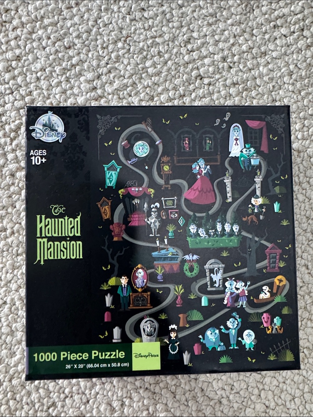 Disney Haunted Mansion Black & Green 1000-Piece Puzzle Box Art